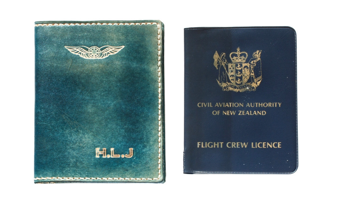 Pilots licence medical certificate wallet NZ leather Sparrowhawk