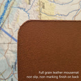 Buffalo Leather Mouse Mat - Vegetable Tanned Whisky - add initials, date, heart