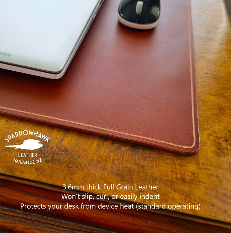 Buffalo Leather Desk Pad 60cm x 30cm x 3.6mm -  Vegetable Tanned Whisky