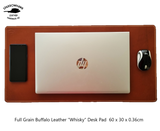 Buffalo Leather Desk Pad 60cm x 30cm x 3.6mm - Vegetable Tanned Whisky