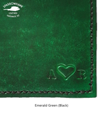 Leather anniversary gift for her full grain leather journal cover A5 or A4 heart initials embossing full grain leather handmade by Sparrowhawk Leather NZ