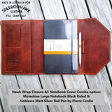 Genuine Leather Journal Cover for Moleskine Classic A5 Journal work leaving gift Hawk by Sparrowhawk Leather NZ