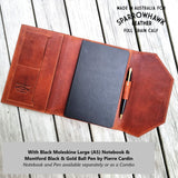 Leather Journal Cover NZ Moleskine notebook A5 with pen made in Australia for Sparrowhawk Leather NZ