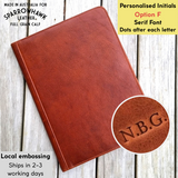 Hawk A4 Portfolio with embossed initials - Full Grain Calf Leather, Whisky & Black