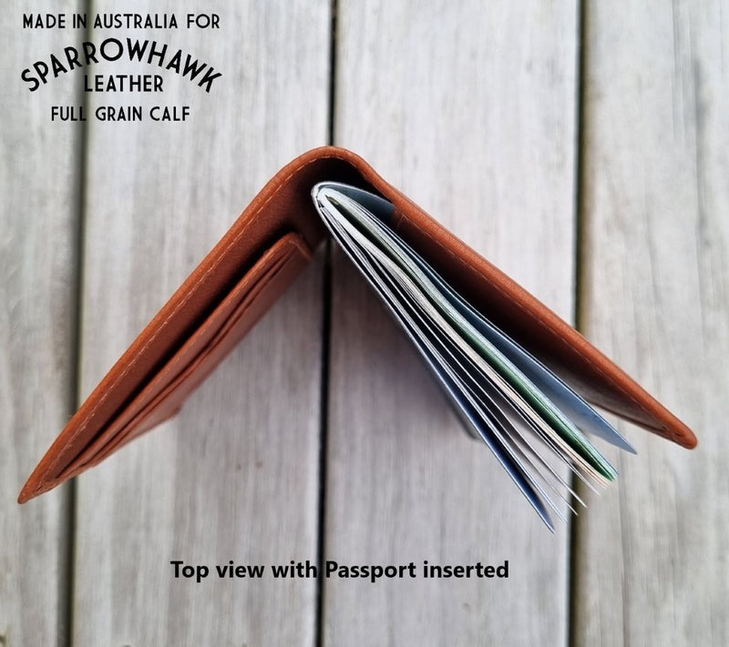 Hawk Lightweight Passport Wallet - Full Grain Whisky Calf Leather