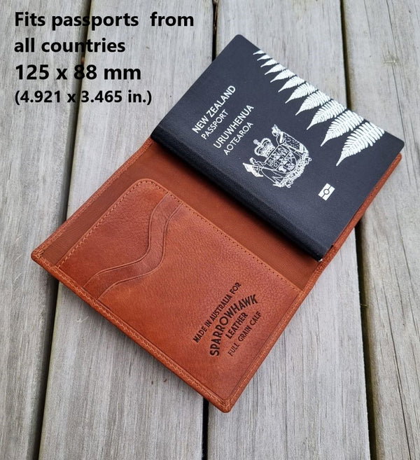 Hawk full grain calf leather passport wallet New Zealand for Sparrowhawk Leather