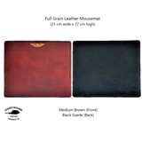 Pilot's Leather Mouse Pad - Hand Dyed - Hand Embossed Wings - Suede backing