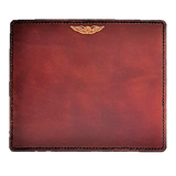 Pilot's Leather Mouse Pad - Hand Dyed - Hand Embossed Wings - Suede backing