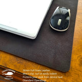Buffalo Leather Desk Pad 3.6mm - Obsidian Dark Brown- Optional Embossed initials - various sizes