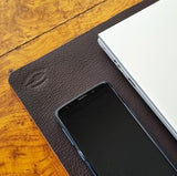Buffalo Leather Desk Pad 3.6mm - Obsidian Dark Brown- Optional Embossed initials - various sizes