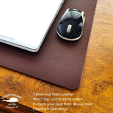 Buffalo Leather Desk Pad 3.6mm - Walnut Brown- Optional Embossed initials - various sizes