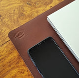 Buffalo Leather Desk Pad 3.6mm - Walnut Brown- Optional Embossed initials - various sizes