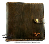 NZCAA Pilot Logbook cover black initials Sparrowhawk Leather NZ