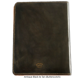 A4 Portfolio - Hand Finished Leather - Tan Interior - Black Brass Nameplate