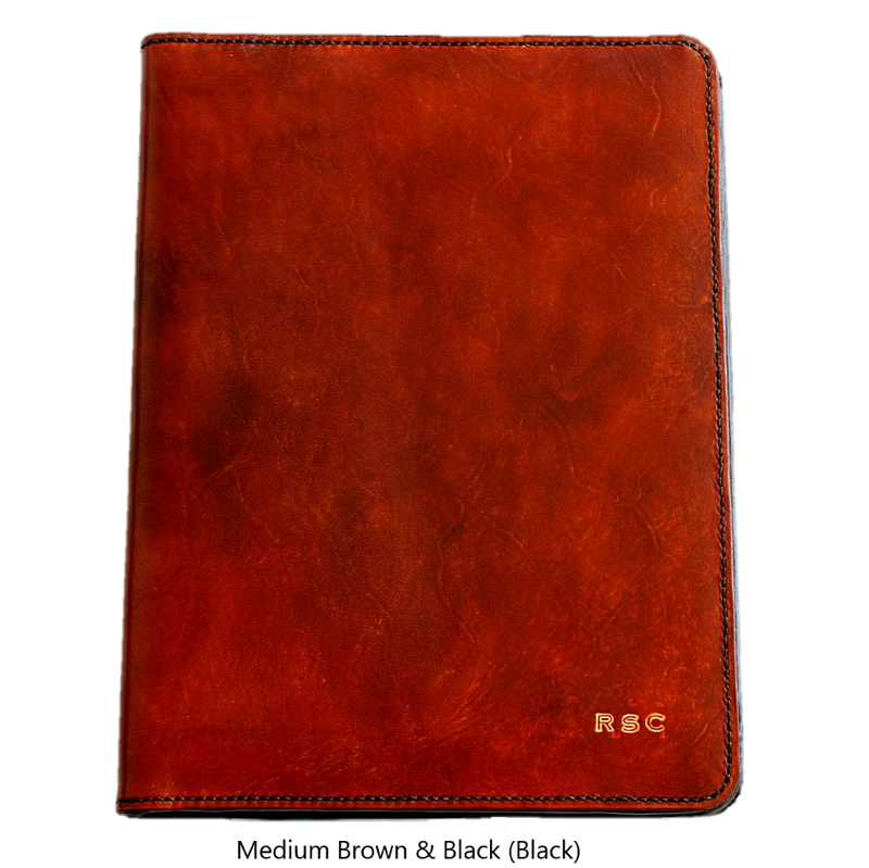 A4 Portfolio - Hand Finished Leather - Black Interior - Embossed Initials