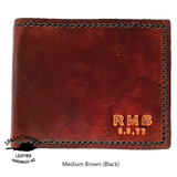 Sparrowhawk Handmade NZ mens brown wallet monogram date gift handmade NZ