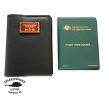 CASA (Australia) Pilot Licence Folder Cover - Black Aniline Leather - Embossed Initials