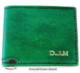 Currency & Coin Billfold Wallet - Hand Dyed (choose from 7 colours) - Hand Embossed Initials