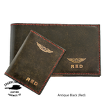 FAA (US) Pilot PPL Logbook Cover & License Medical Certificate Wallet Combo - wings & initials