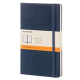 Sparrowhawk Leather stocks Sapphire Blue Moleskine Large (A5) Notebooks and handmakes personalised leather bookcovers with embossed initials to fit.