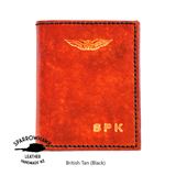 FAA (US) Pilot License & Passport wallet - 1 colour - Embossed Wings & Initials