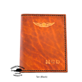 FAA (US) Pilot License & Passport wallet - 1 colour - Embossed Wings & Initials