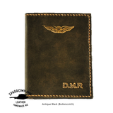 FAA (US) Pilot License & Passport wallet - 1 colour - Embossed Wings & Initials