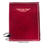 Ladies Sparrowhawk Leather NZCAA Pilot Licence & Medical Certificate Wallet personalised initials Raspberry (dark pink) with bone handstitching Handmade NZ