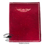 Ladies Sparrowhawk Leather NZCAA Pilot Licence & Medical Certificate Wallet personalised initials Raspberry (dark pink) with bone handstitching Handmade NZ