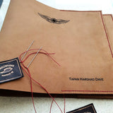 Australian Pilot leather logbook cover work in progress by Sparrowhawk Leather