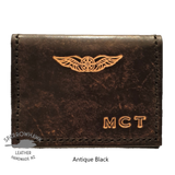 Pilot Cross Card Wallet- Initials & Wings - Hand Dyed, 7 colours