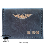 Pilot Cross Card Wallet- Initials & Wings - Hand Dyed, 7 colours