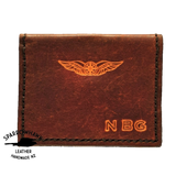 Pilot Cross Card Wallet- Initials & Wings - Hand Dyed, 7 colours