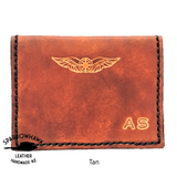 Pilot Cross Card Wallet- Initials & Wings - Hand Dyed, 7 colours