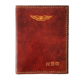 FAA (US) Pilot License & Passport wallet - 1 colour - Embossed Wings & Initials