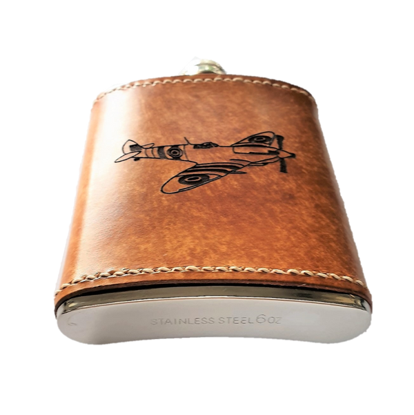 Sparrowhawk Leather's Spitfire Hipflask in Tan Leather bottom view