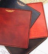 Pilot handmade leather mousepad with wings ready to send Sparrowhawk Leather NZ