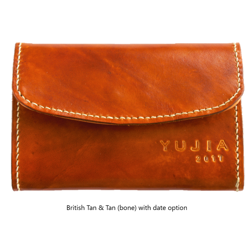 Womens Compact Wallet - Tan Interior - Embossed Initials