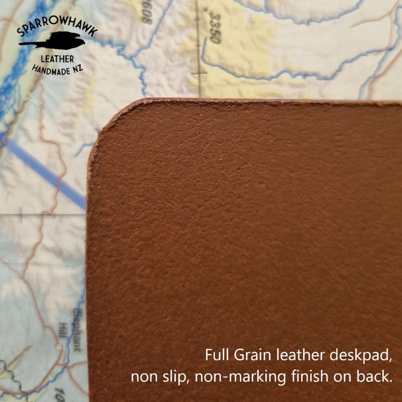 Buffalo Leather Desk Pad 60cm x 30cm x 36mm -  Vegetable Tanned Whisky