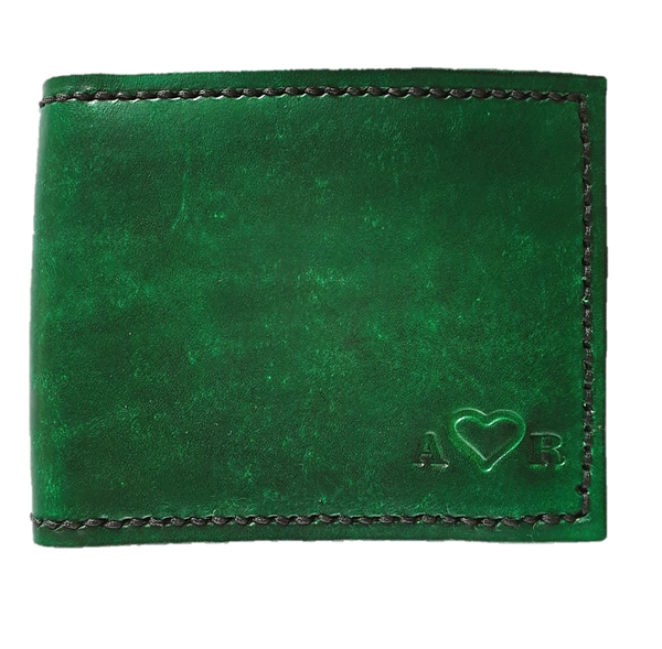 The Love Wallet - Hand Dyed - Embossed Heart between Two Initials