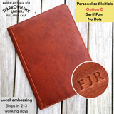 Hawk A4 Portfolio with embossed initials - Full Grain Calf Leather, Whisky & Black