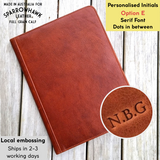 Hawk A4 Portfolio with embossed initials - Full Grain Calf Leather, Whisky & Black