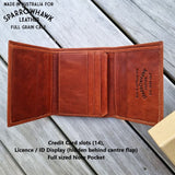 Hawk full grain leather trifold mens wallet nz