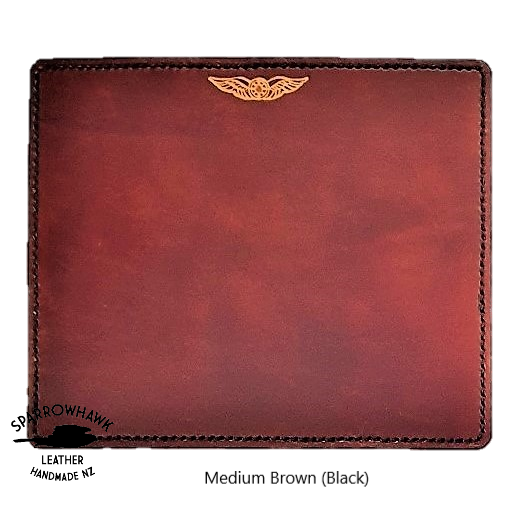 Pilot's Leather Mouse Pad - Hand Dyed - Hand Embossed Wings -  Suede backing