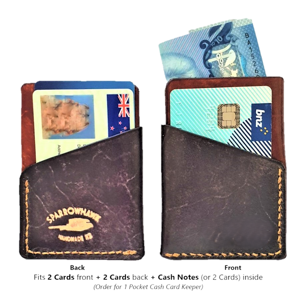 Pocket Card & Cash Keeper - British Tan & Navy - Next Day Shipping