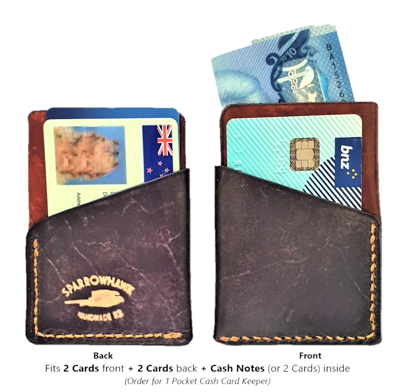 Pocket Card & Cash Keeper - Black & Medium Brown - Next Day Shipping