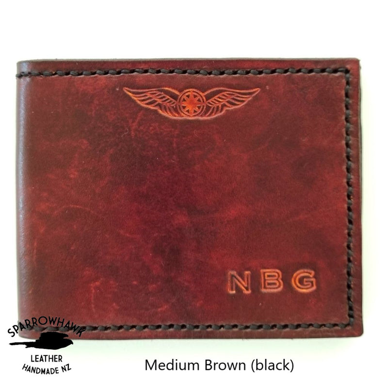 Pilots Slimline Billfold Wallet (no display) - Embossed Initials & Wings