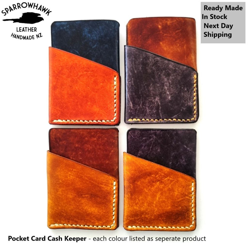 Pocket Card & Cash Keeper - British Tan & Navy - Next Day Shipping