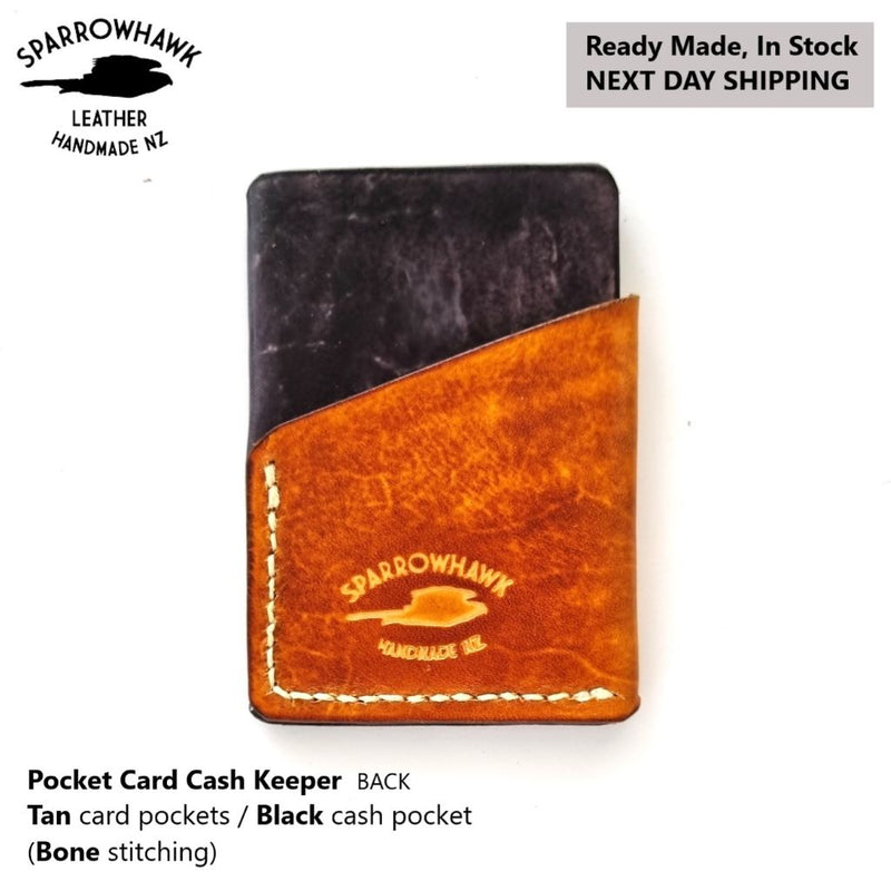 Pocket Card & Cash Keeper - Tan & Black - Next Day Shipping