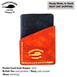 Pocket Card & Cash Keeper - British Tan & Navy - Next Day Shipping